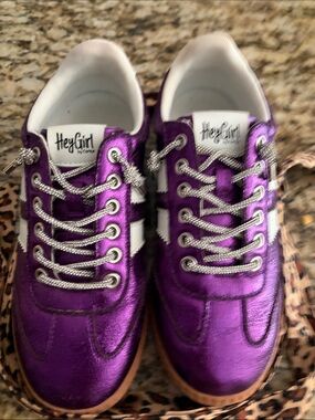 Hey Girl Metallic Purple Women's Athletic Sneakers